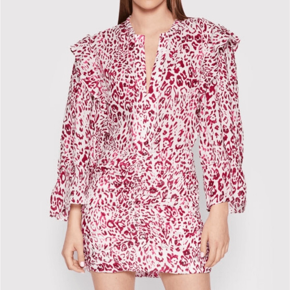 IRO Pink and White Leopard Print Blouse